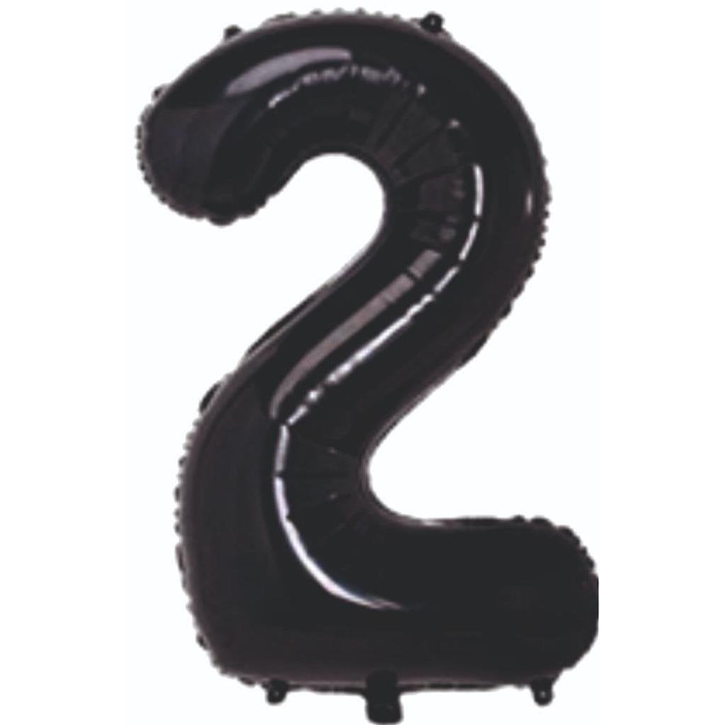 34 inç 2 rakam siyah folyo balon, 76 cm