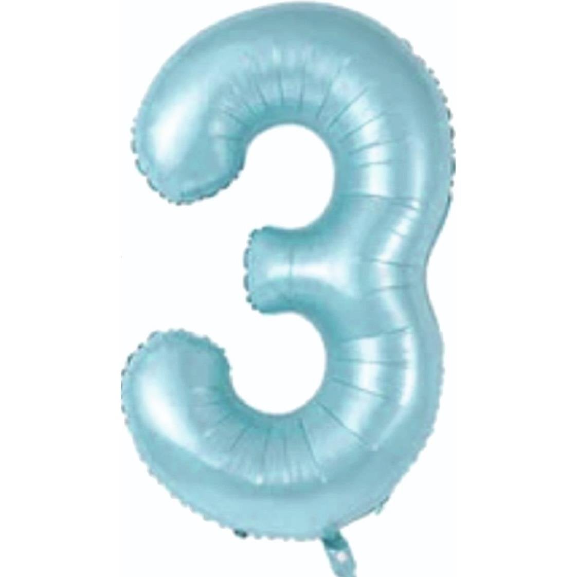 34 inç 3 rakam mavi folyo balon, 76 cm