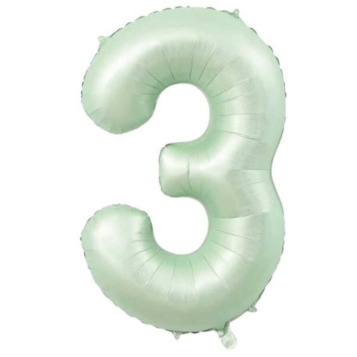 34 inç 3 rakam retro yeşil folyo balon, 76 cm