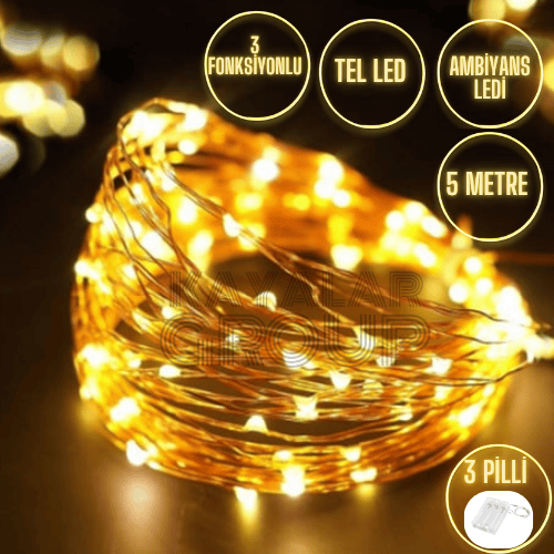 5 Metre Gün Işığı Peri LED – 3 Pilli, 3 Fonksiyonlu