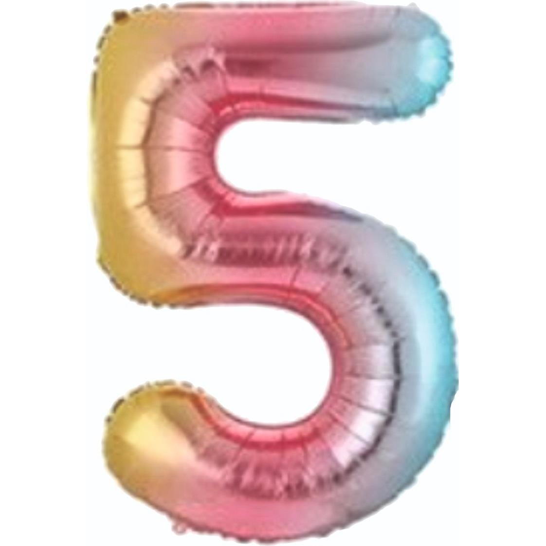 34 inç 5 rakam gökkuşağı folyo balon, 76 cm
