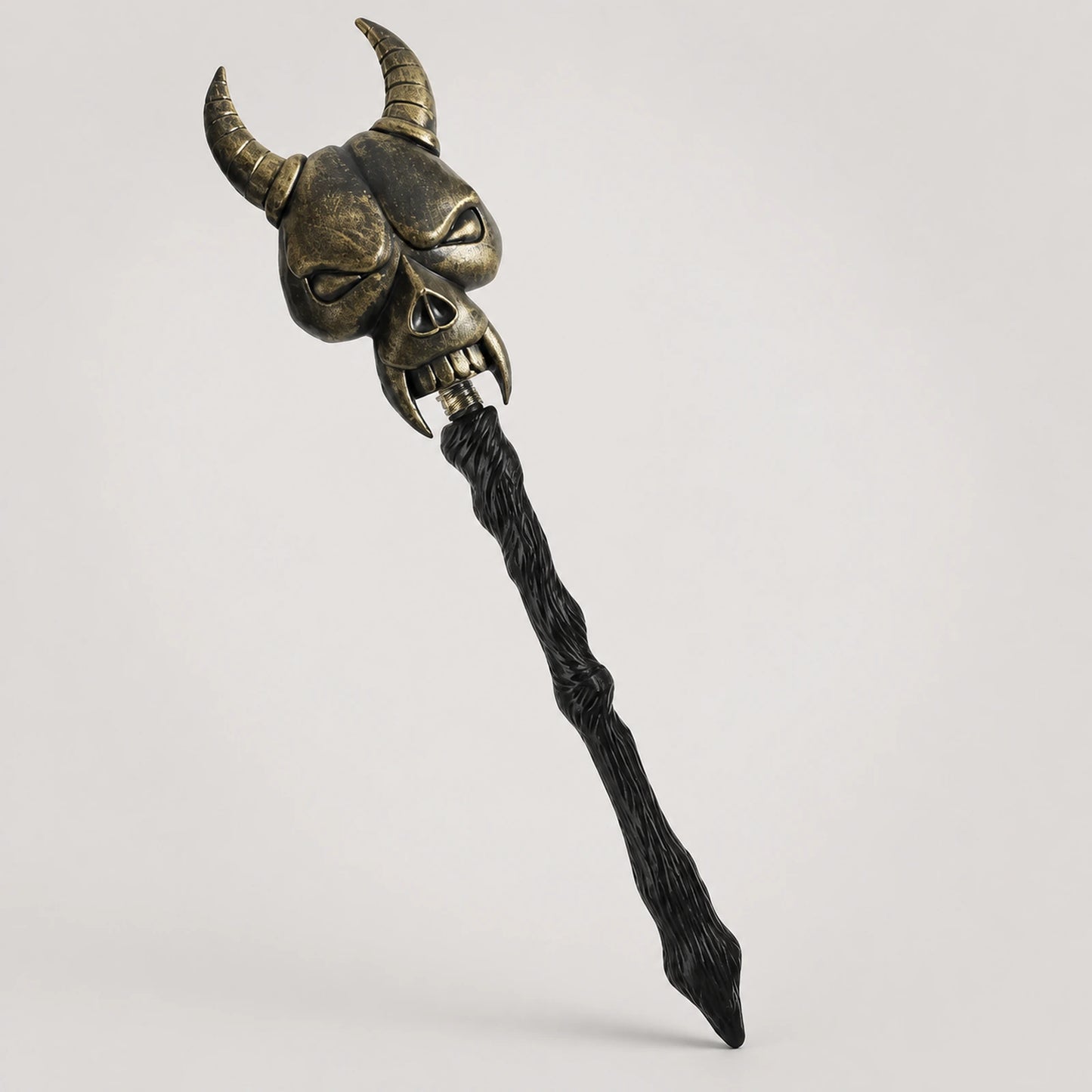 65 cm boynuzlu kurukafa başlı bronz eskitme Halloween balta aksesuarı