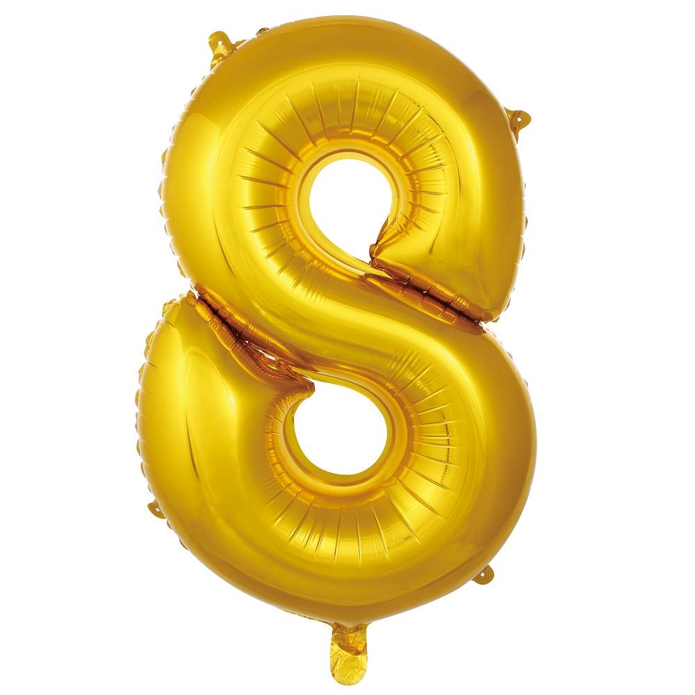 34 inç 8 rakam gold folyo balon, 76 cm