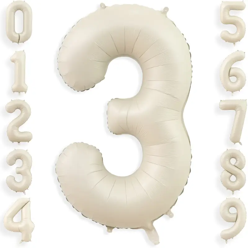 34'' 76 cm Krem 3 Rakam Folyo Balon