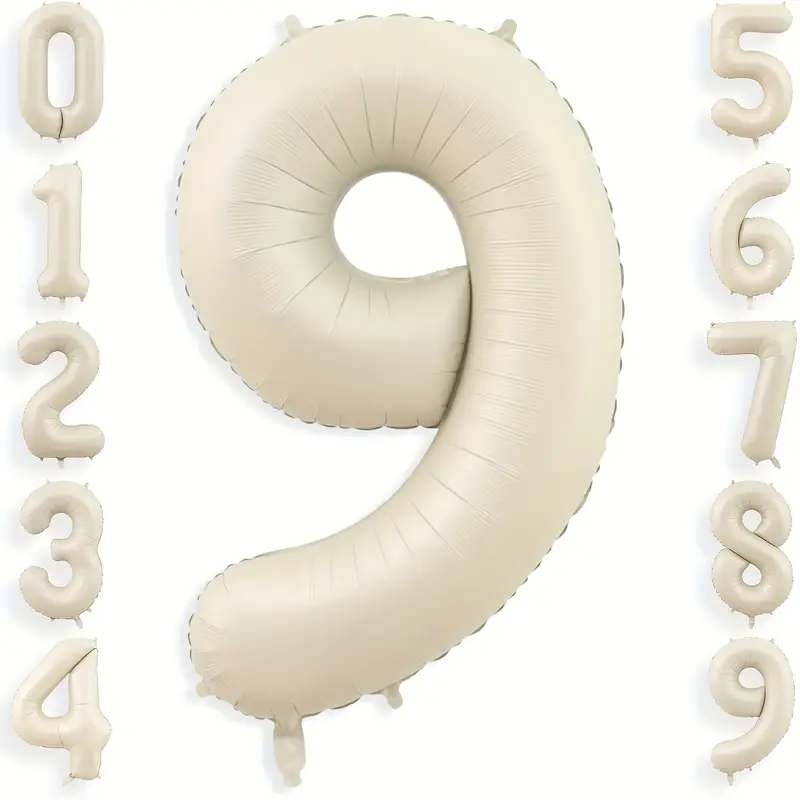 34'' 76 cm Krem 9 Rakam Folyo Balon
