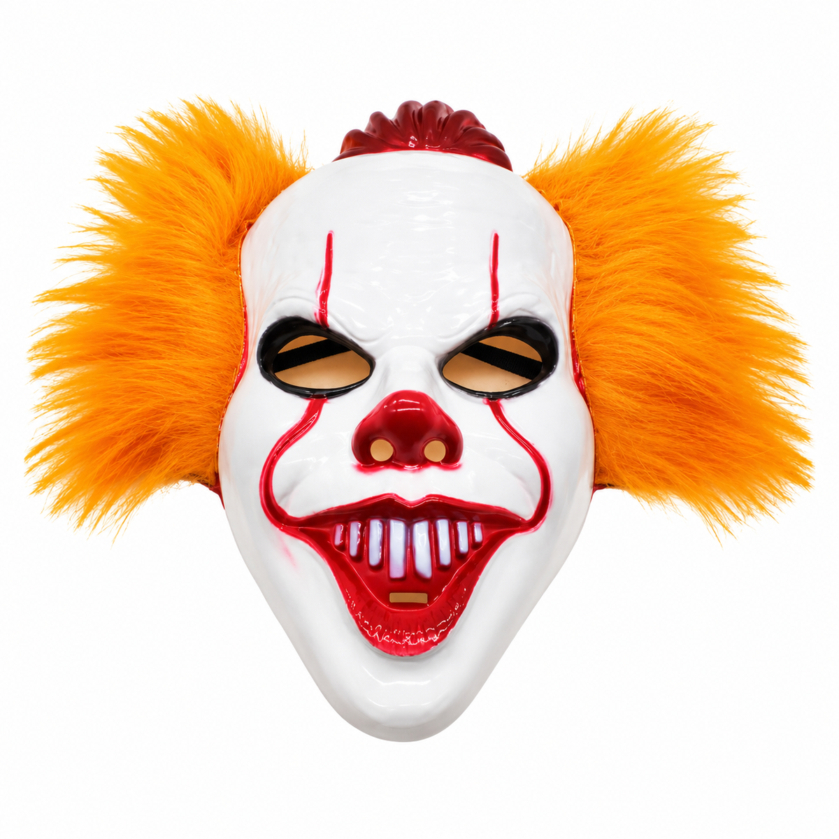 Turuncu saçlı Pennywise korkunç palyaço maskesi.