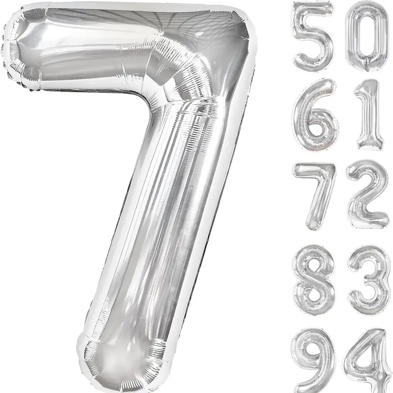 34'' 76 cm Siyah Gümüş 7 Rakam Folyo Balon