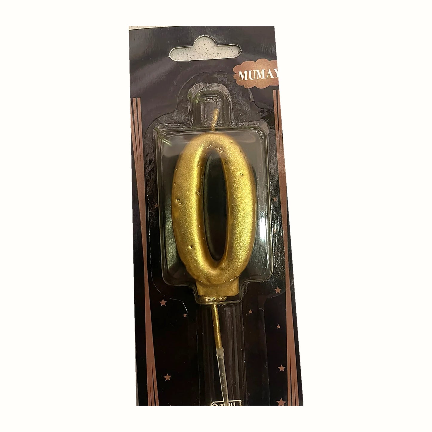 Gold 0 Rakam Mum ambalajlı doğum günü pasta mumu