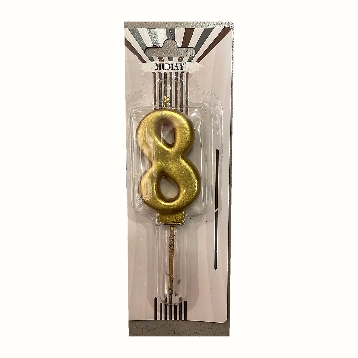 Gold 8 Rakam Mum ambalajlı doğum günü pasta mumu