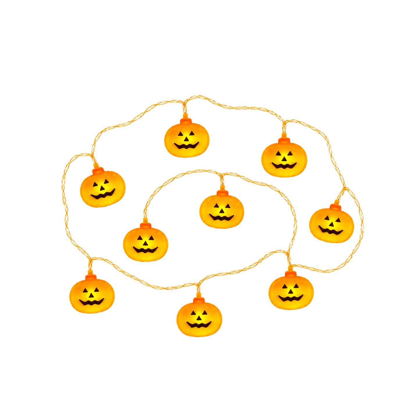 Turuncu balkabağı figürlü Halloween LED ışık zinciri