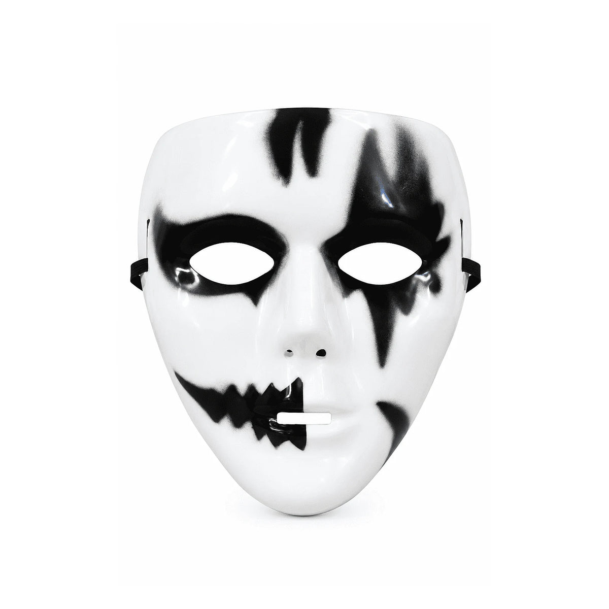 Fury korku maskesi, parlak beyaz yüzeyi üzerindeki dağınık siyah göz ve ağız izleriyle sade fakat rahatsız edici bir korku görünümü oluşturur. Halloween partileri, korku geceleri, sahne gösterileri ve kostüm çekimleri için kolay tamamlayıcıdır.