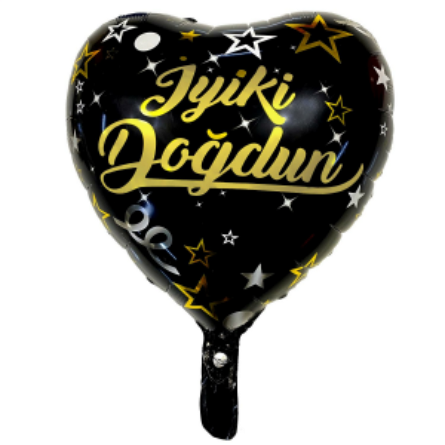 18 İnç (45 cm) Kalp İyi ki Doğdun Siyah Folyo Balon