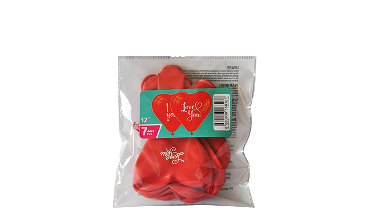 12'' I Love You Baskılı Kalp Balon 7'li Paket