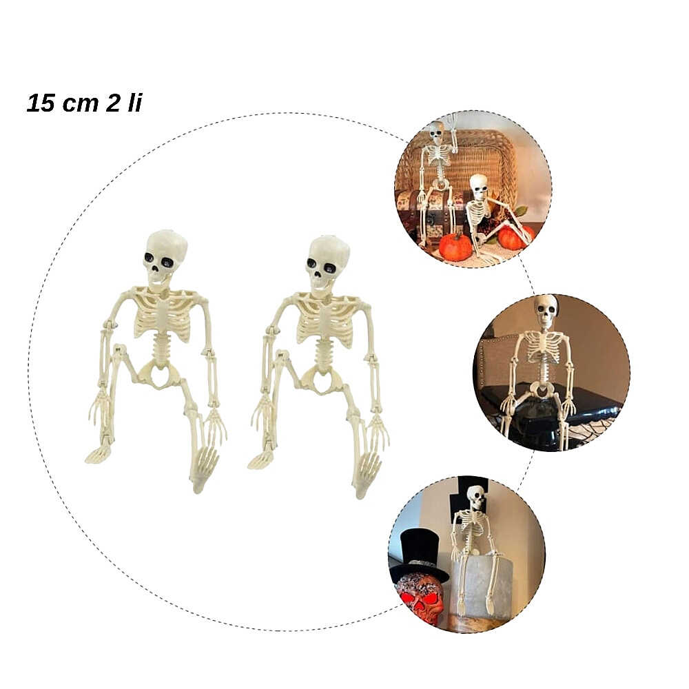 Halloween İskelet Figürü 15 cm 2’li Set
