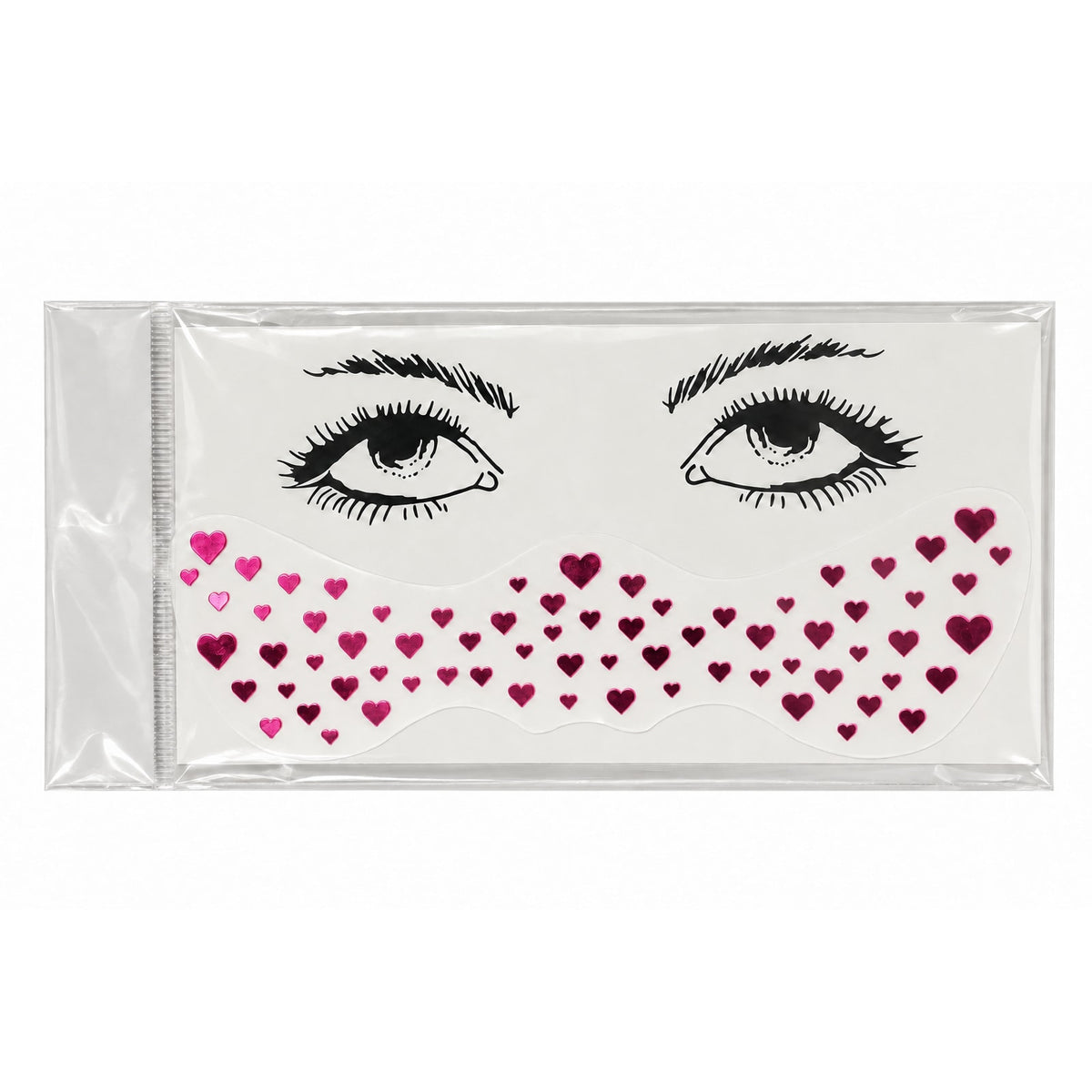 Pembe kalp taşlardan oluşan göz altı yüz taşı sticker seti