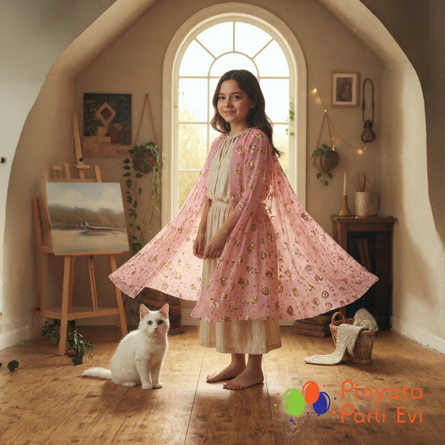 Halloween Pelerin Pembe 80 cm