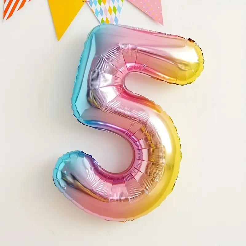 34'' 76 cm Gökkuşağı 5 Rakam Folyo Balon