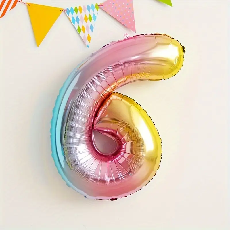 34'' 76 cm Gökkuşağı 6 Rakam Folyo Balon