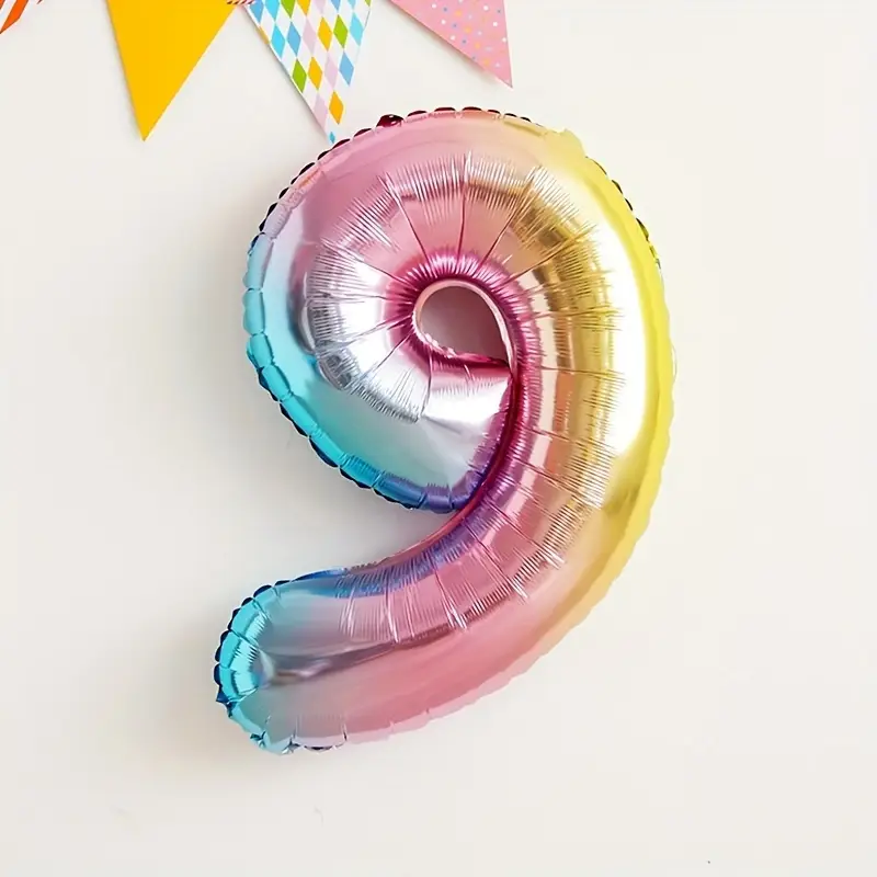 34'' 76 cm Gökkuşağı 9 Rakam Folyo Balon