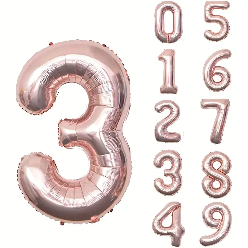 34'' 76 cm Siyah Rosegold 3 Rakam Folyo Balon