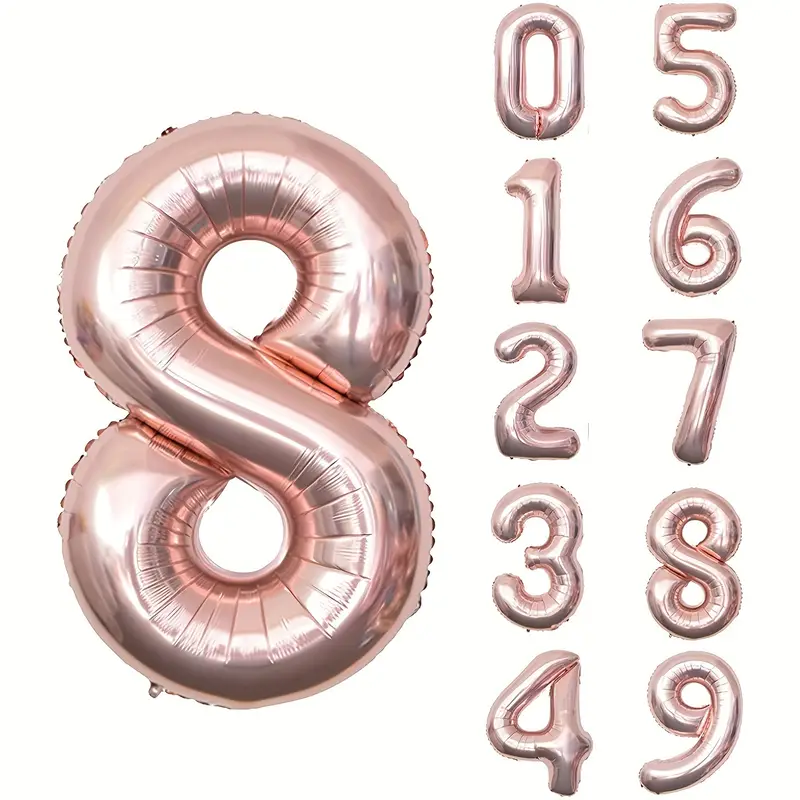 34'' 76 cm Siyah Rosegold 8 Rakam Folyo Balon