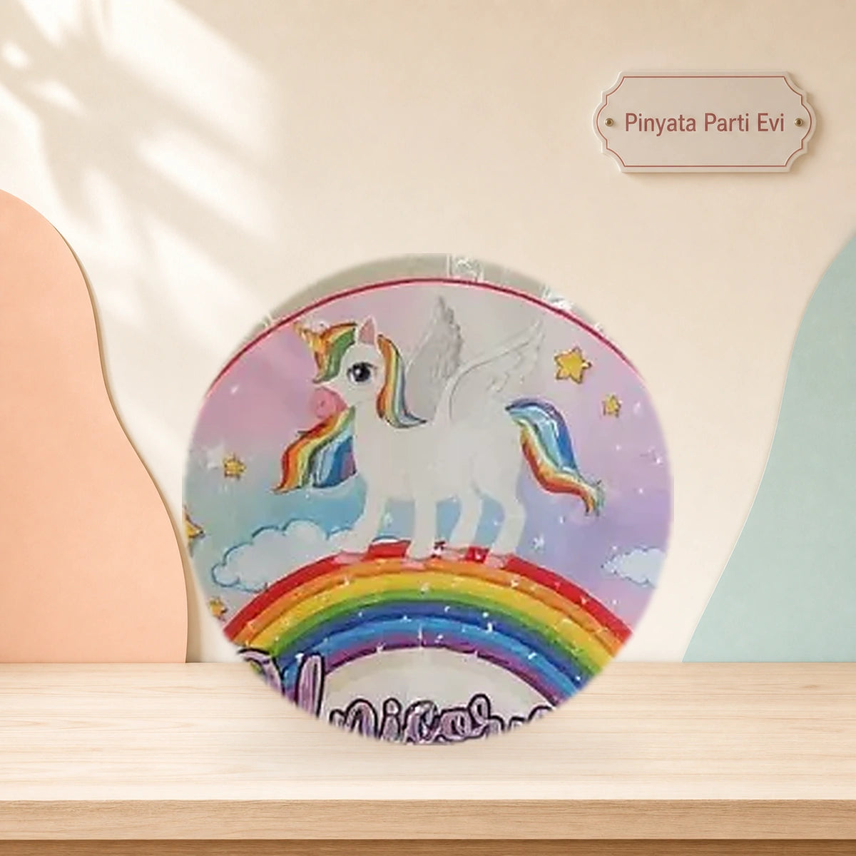 Unicorn Gökkuşağı Temalı Yuvarlak Pinyata - Pinyata Parti Evi