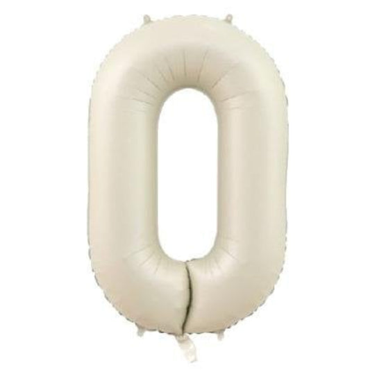 34 inç 0 rakam krem folyo balon, 76 cm