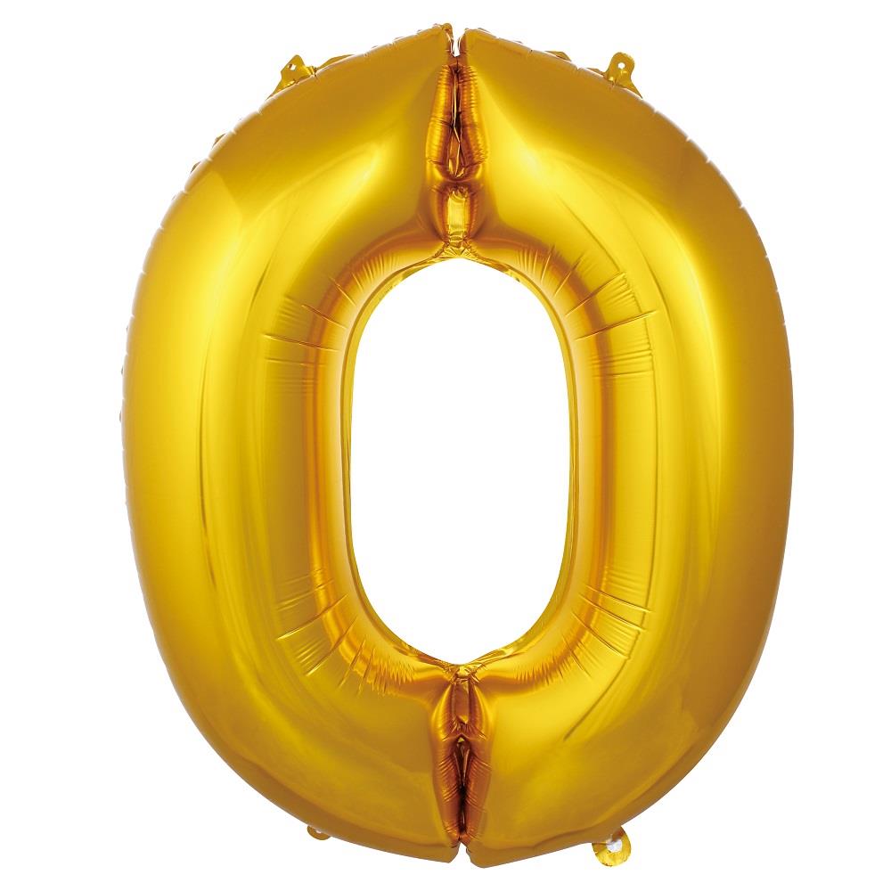 34 inç 0 rakam gold folyo balon, 76 cm