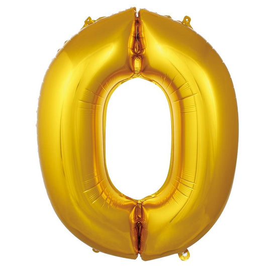 34 inç 0 rakam gold folyo balon, 76 cm