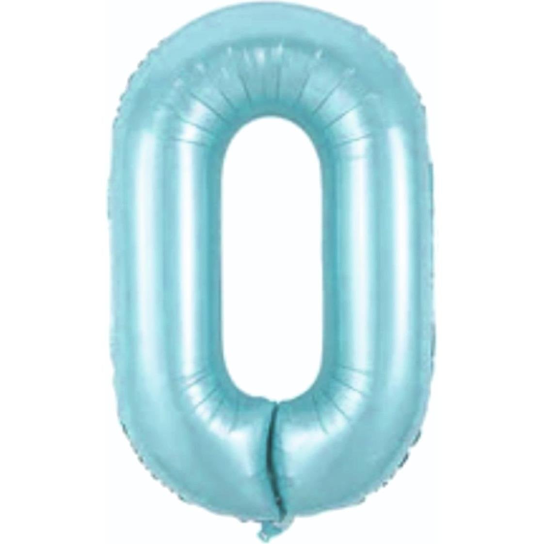 34 inç 0 rakam mavi folyo balon, 76 cm