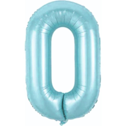 34 inç 0 rakam mavi folyo balon, 76 cm