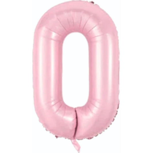 34 inç 0 rakam pembe folyo balon, 76 cm