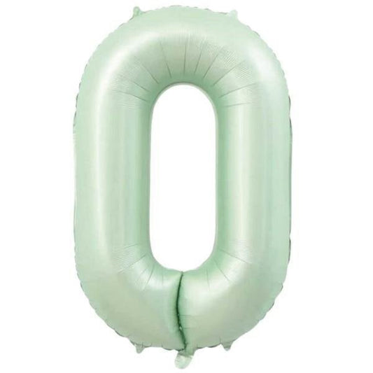 34 inç 0 rakam retro yeşil folyo balon, 76 cm