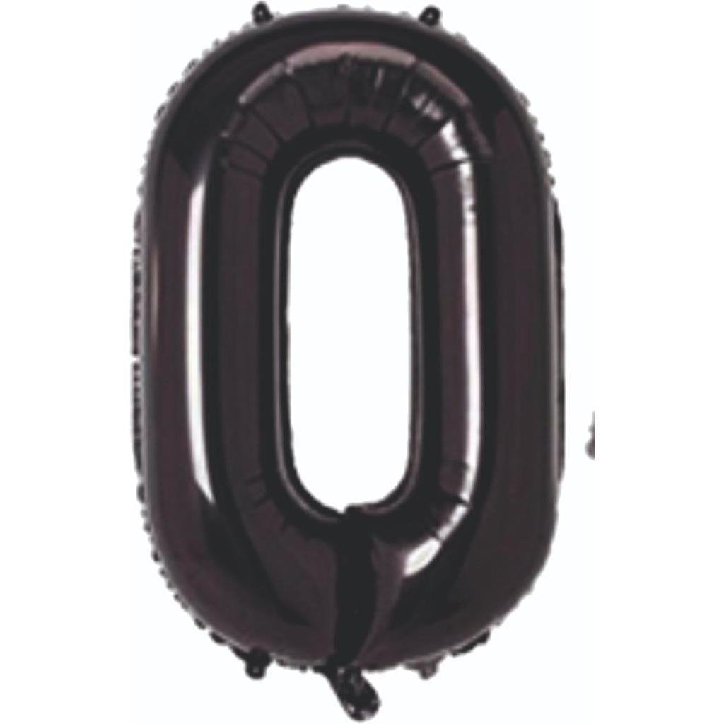 34 inç 0 rakam siyah folyo balon, 76 cm