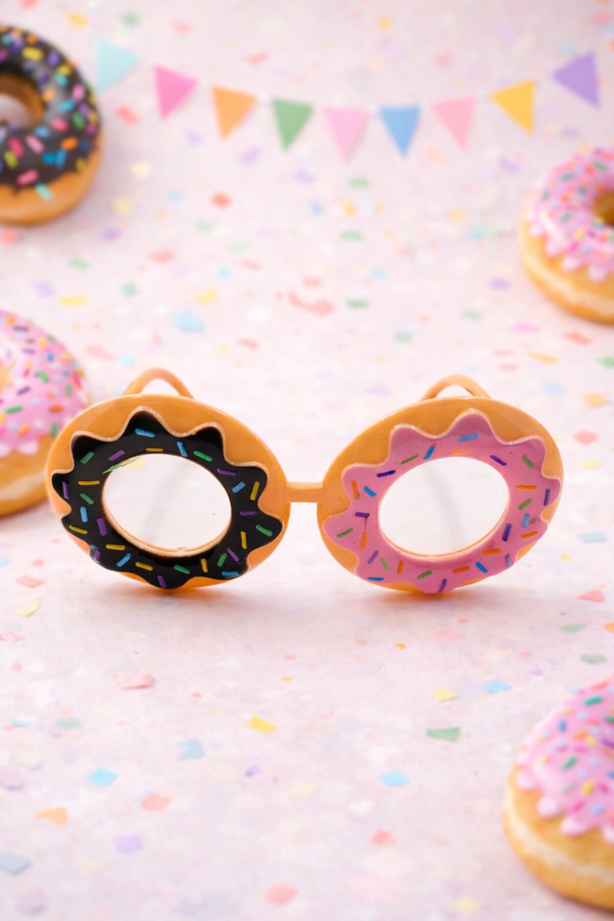 Donut şekilli renkli komik parti gözlüğü