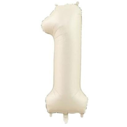 34 inç 1 rakam krem folyo balon, 76 cm