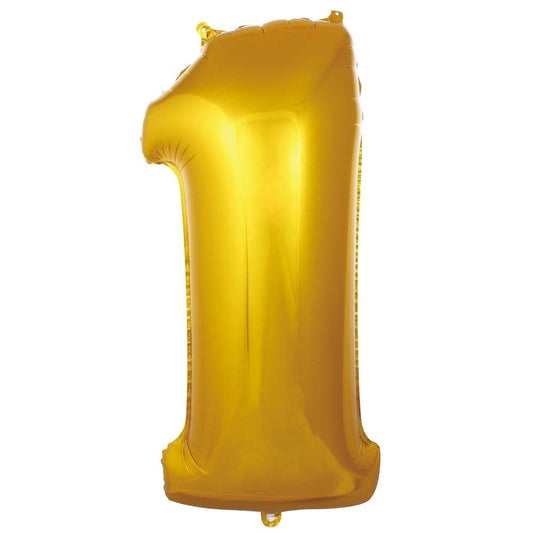 34 inç 1 rakam gold folyo balon, 76 cm