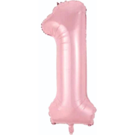 34 inç 1 rakam pembe folyo balon, 76 cm