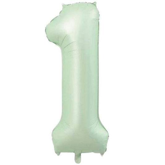 34 inç 1 rakam retro yeşil folyo balon, 76 cm
