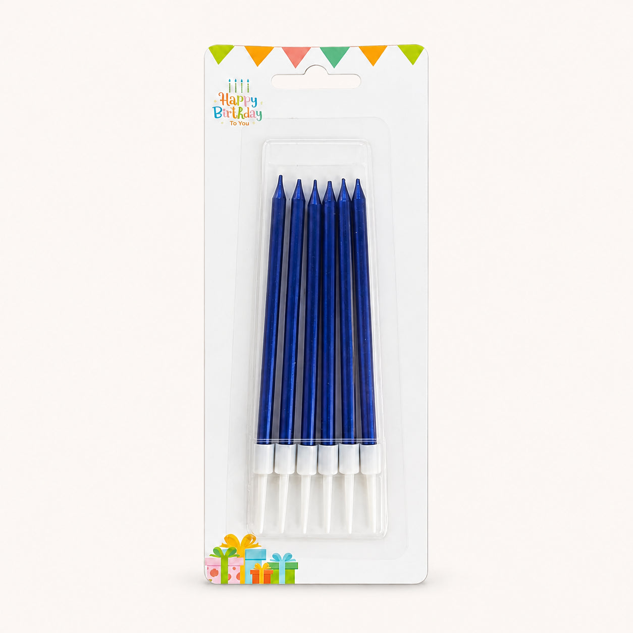 11 cm 6’lı lacivert ince uzun doğum günü pasta mumu paketi