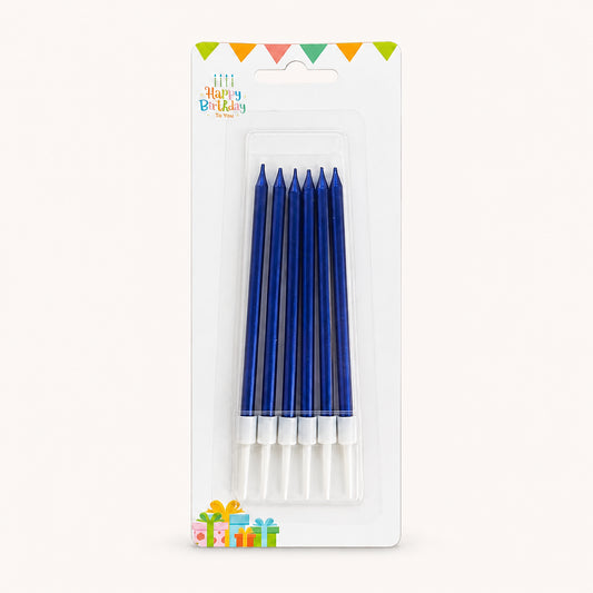 11 cm 6’lı lacivert ince uzun doğum günü pasta mumu paketi
