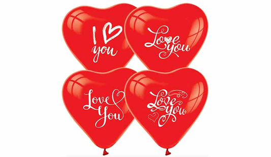 12'' I Love You Baskılı Kalp Balon 7'li Paket