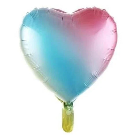18 inç kalp gökkuşağı folyo balon, 45 cm