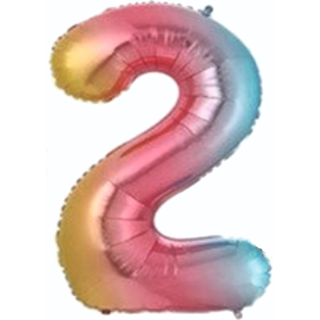 34 inç 2 rakam gökkuşağı folyo balon, 76 cm