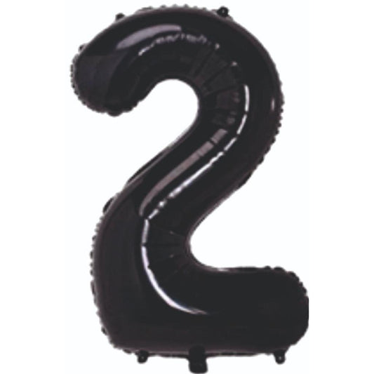 34 inç 2 rakam siyah folyo balon, 76 cm