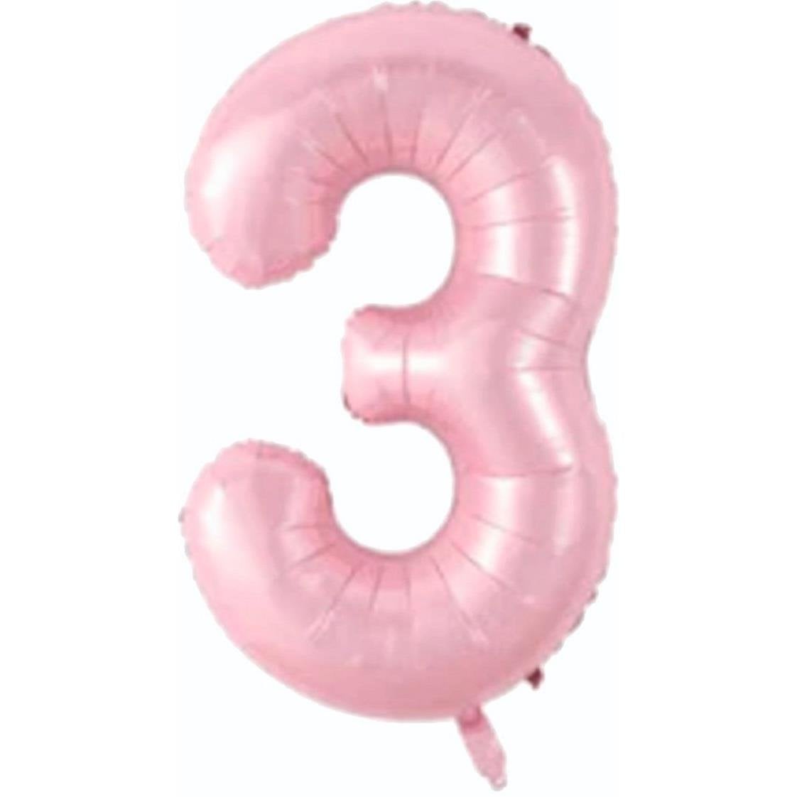34 inç 3 rakam pembe folyo balon, 76 cm