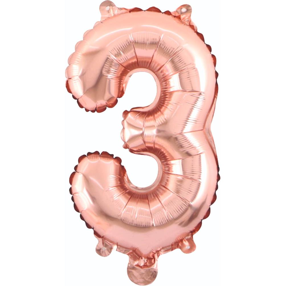 34 inç 3 rakam rose gold folyo balon, 76 cm