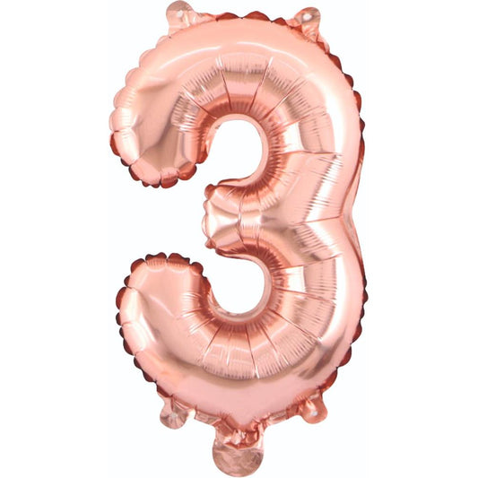 34 inç 3 rakam rose gold folyo balon, 76 cm