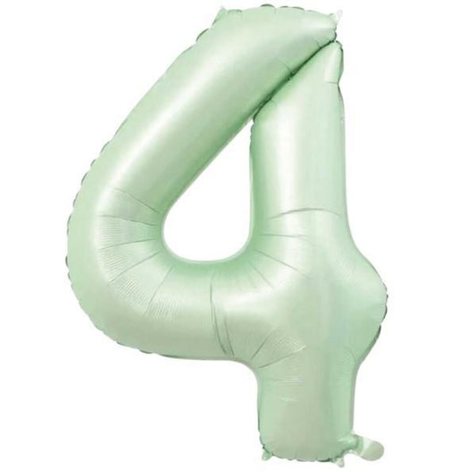 34 inç 4 rakam retro yeşil folyo balon, 76 cm