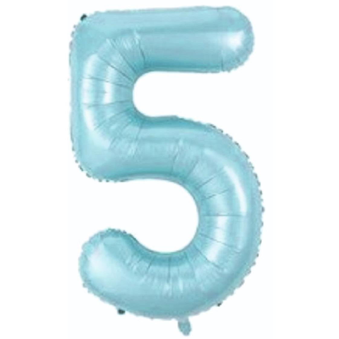 34 inç 5 rakam mavi folyo balon, 76 cm